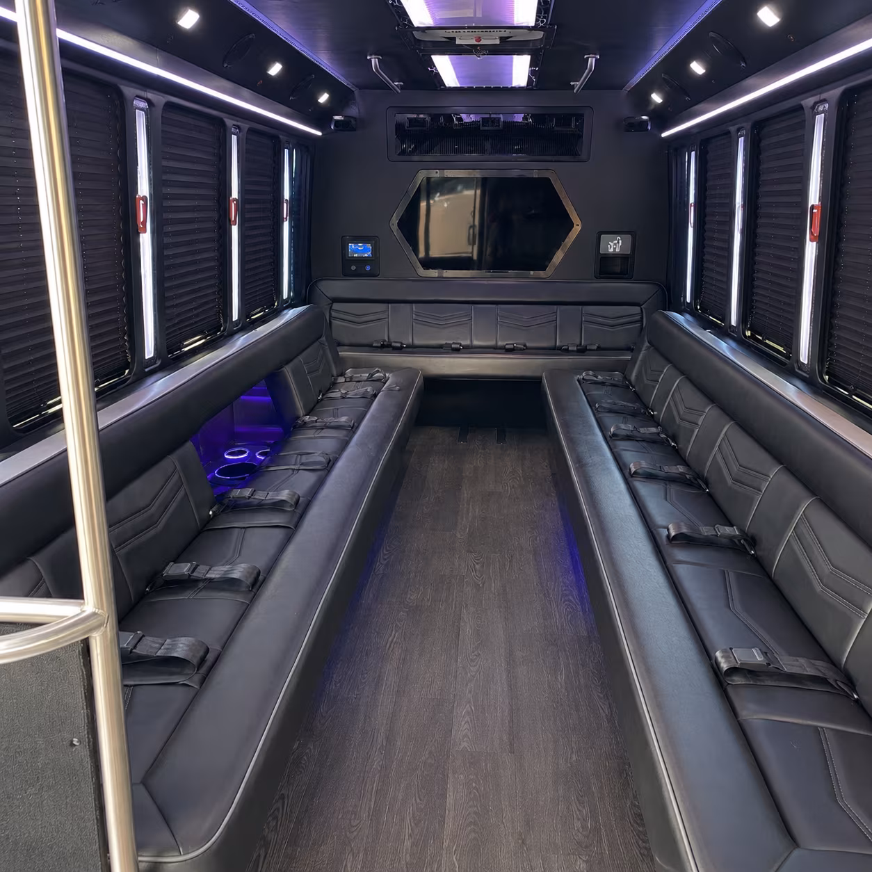 lafayette 18 passenger party bus interior