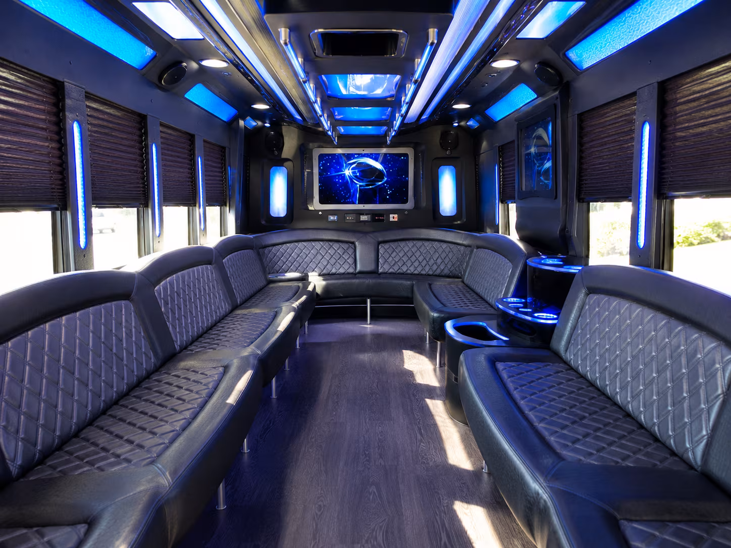 lafayette 28 passenger party bus inside