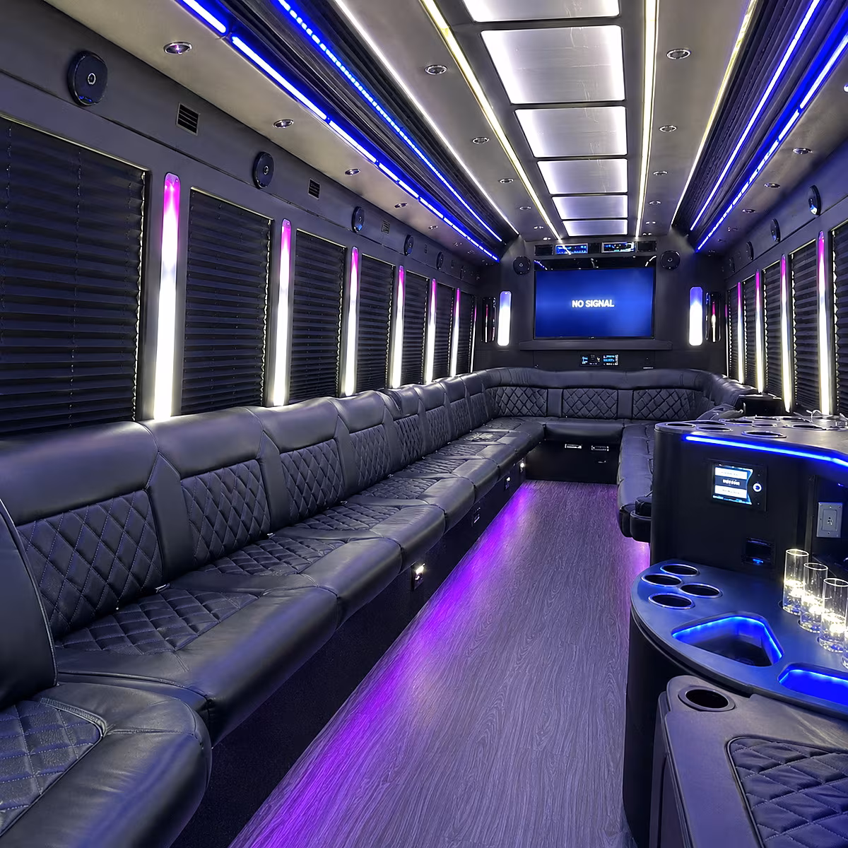 lafayette 30 passenger party bus inside