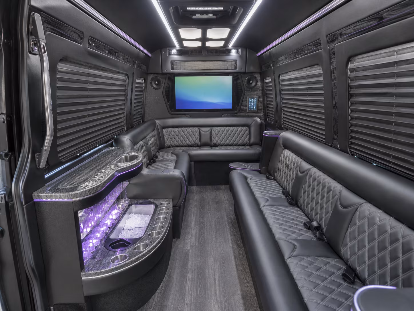 lafayette 50 passenger party bus inside